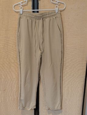 Amazon Women's Ankle-Length Drawstring Pants - Beige